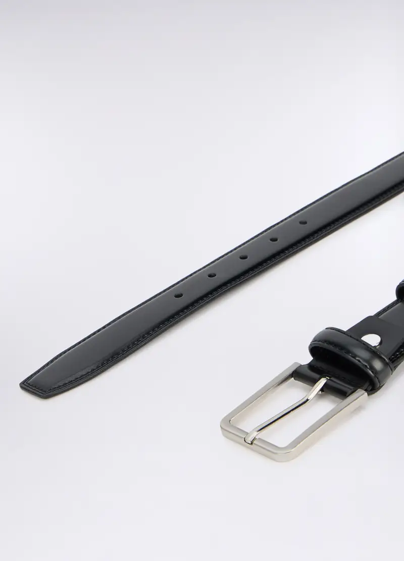 Cintura Formale In Vera Pelle Uomo, Nero miniatura 2