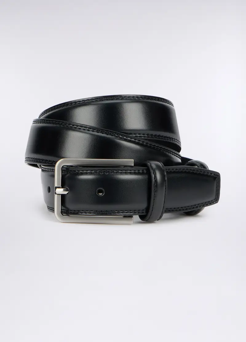 Cintura Formale In Vera Pelle Uomo, Nero