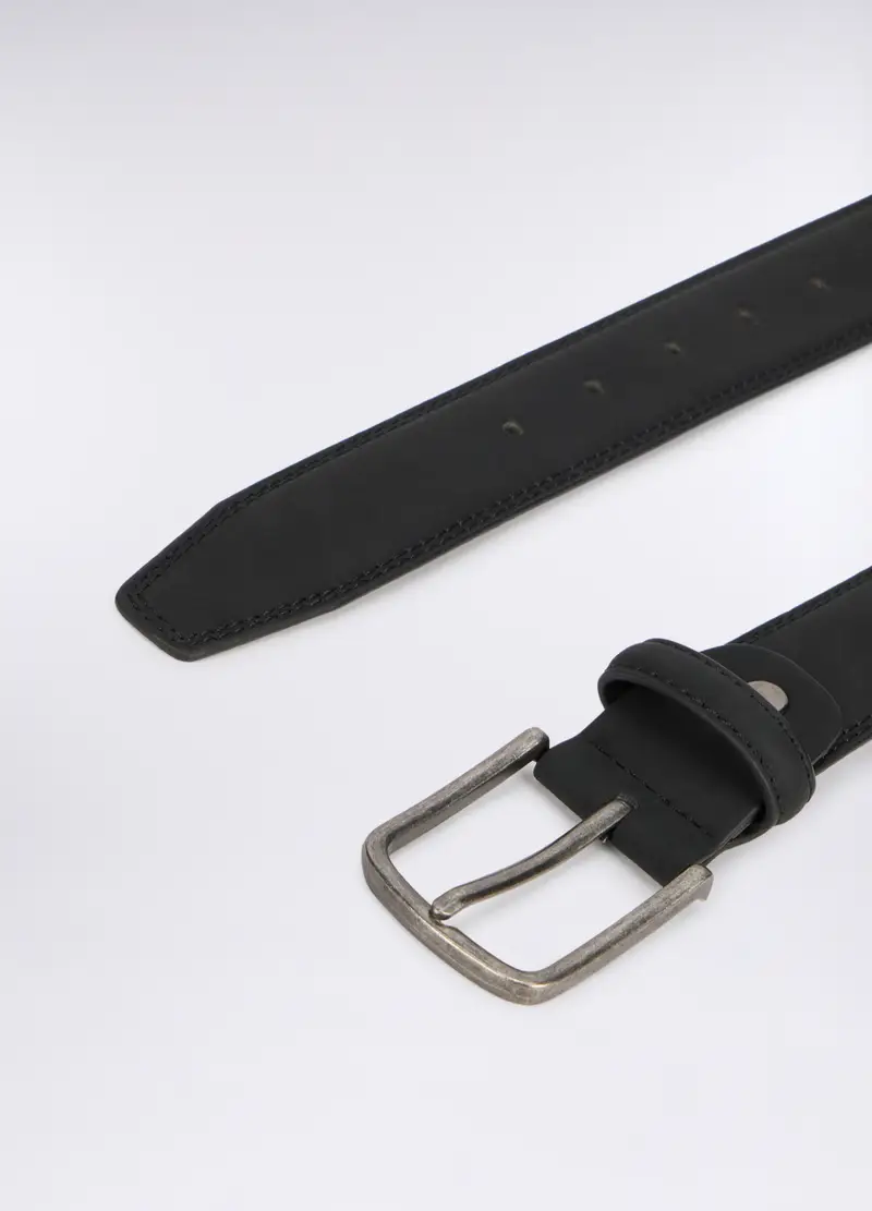 Cintura In Ecopelle Scamosciata Uomo, Nero miniatura 2