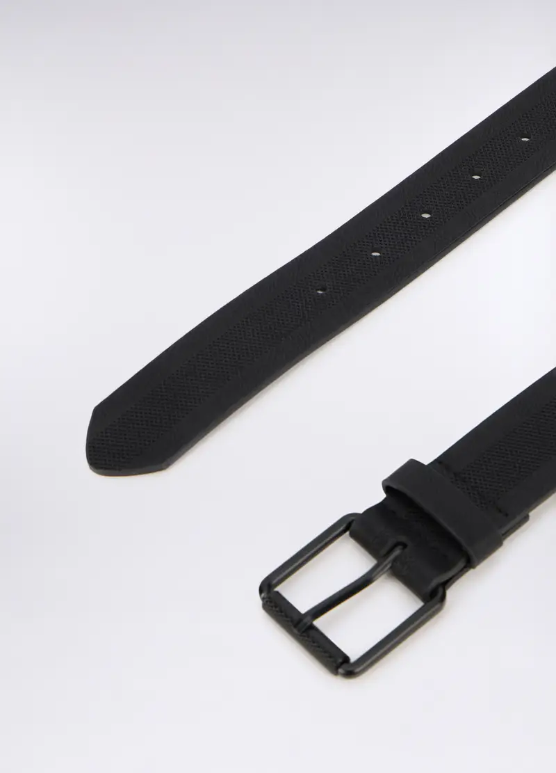 Cintura In Ecopelle Traforata Uomo, Nero miniatura 2