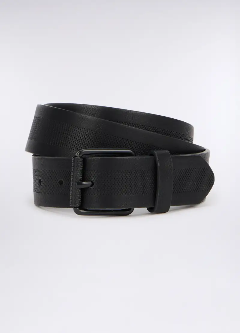 Cintura In Ecopelle Traforata Uomo, Nero