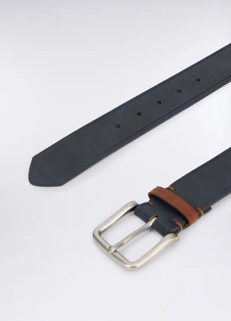 Cintura In Ecopelle Uomo, Blu navy miniatura 2