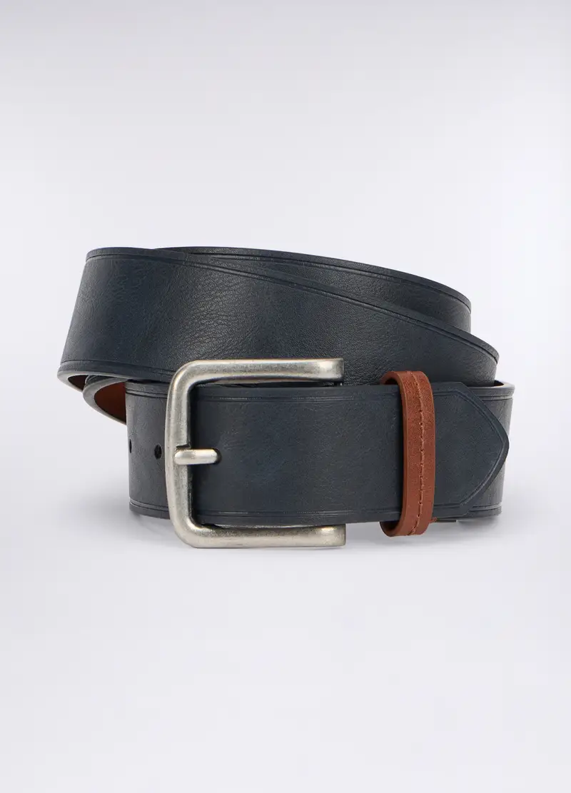 Cintura In Ecopelle Uomo, Blu navy