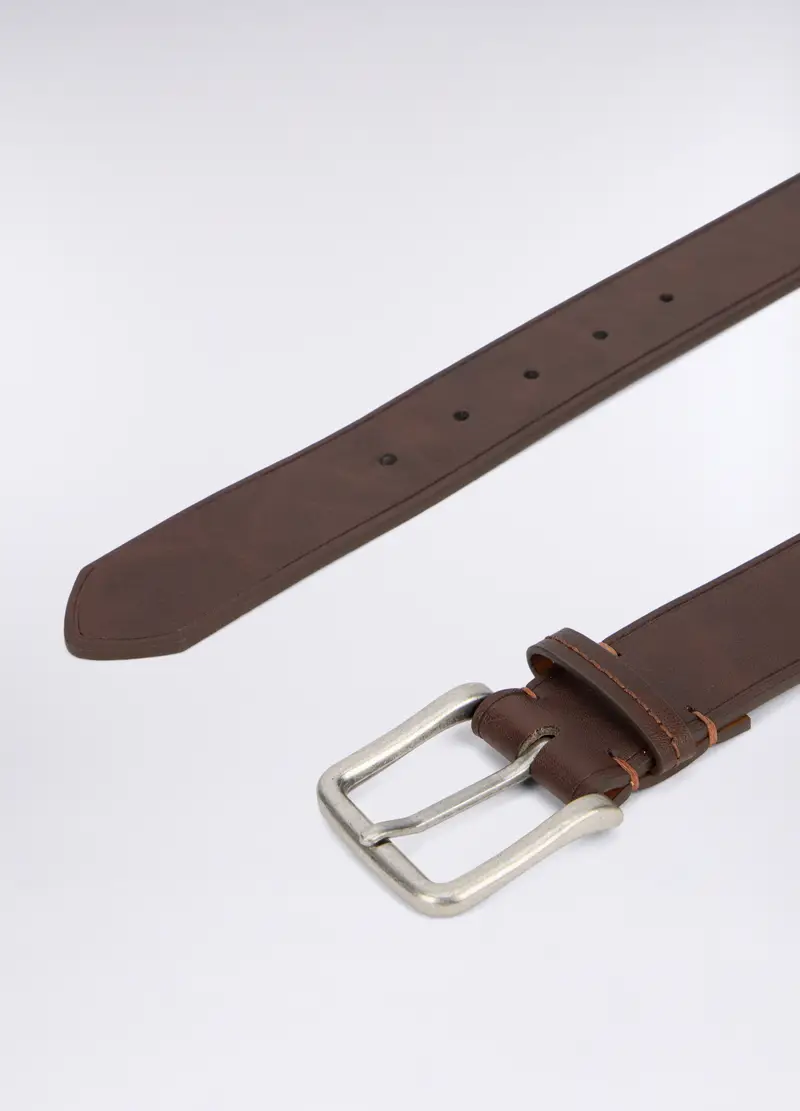 Cintura In Ecopelle Uomo, Marrone cuoio miniatura 2