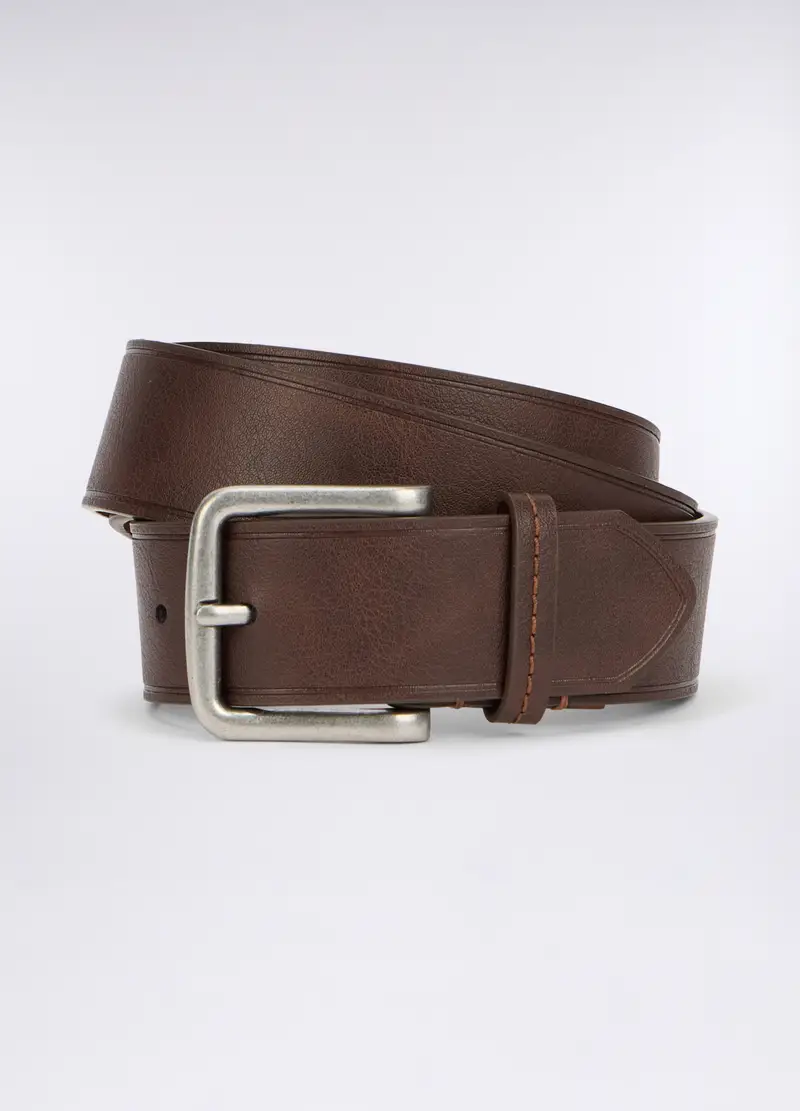 Cintura In Ecopelle Uomo, Marrone cuoio