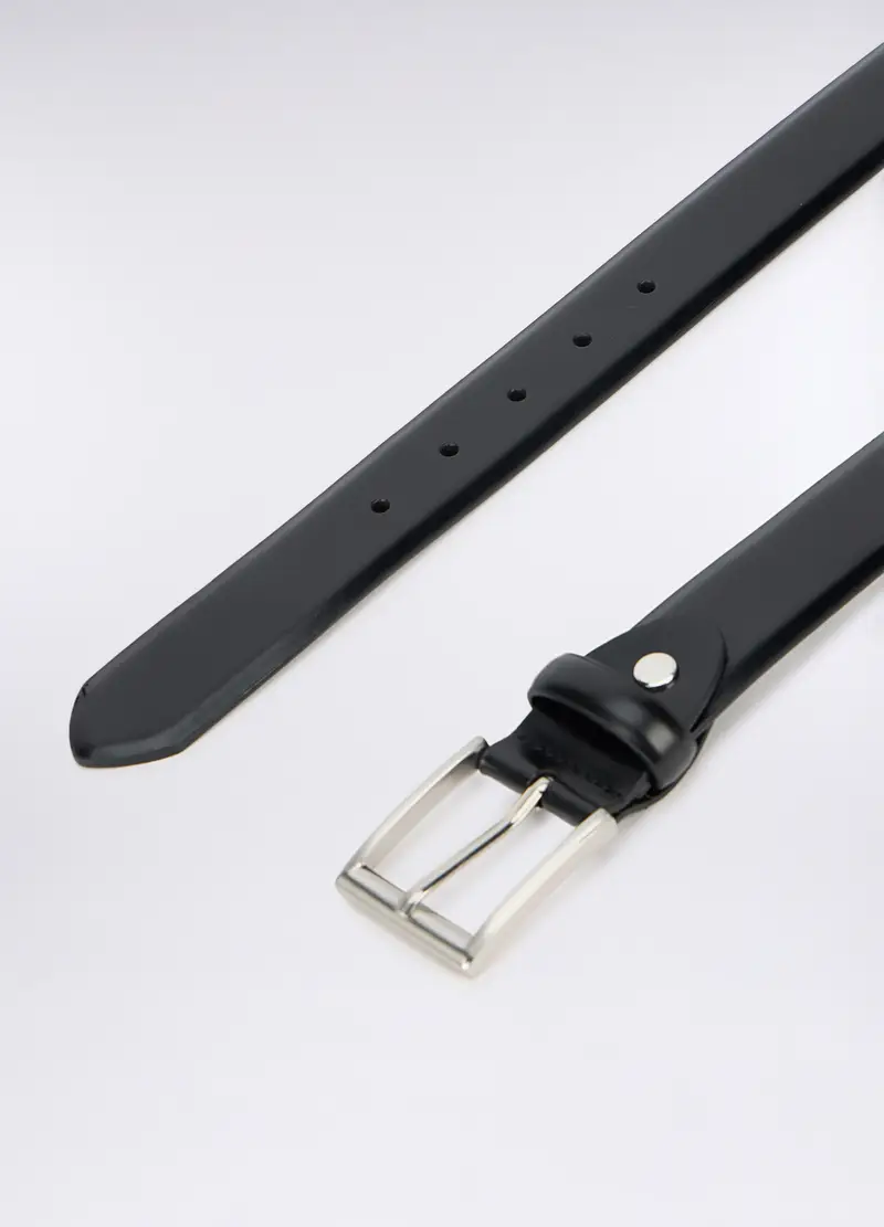 Cintura In Pelle Liscia Uomo, Nero miniatura 2