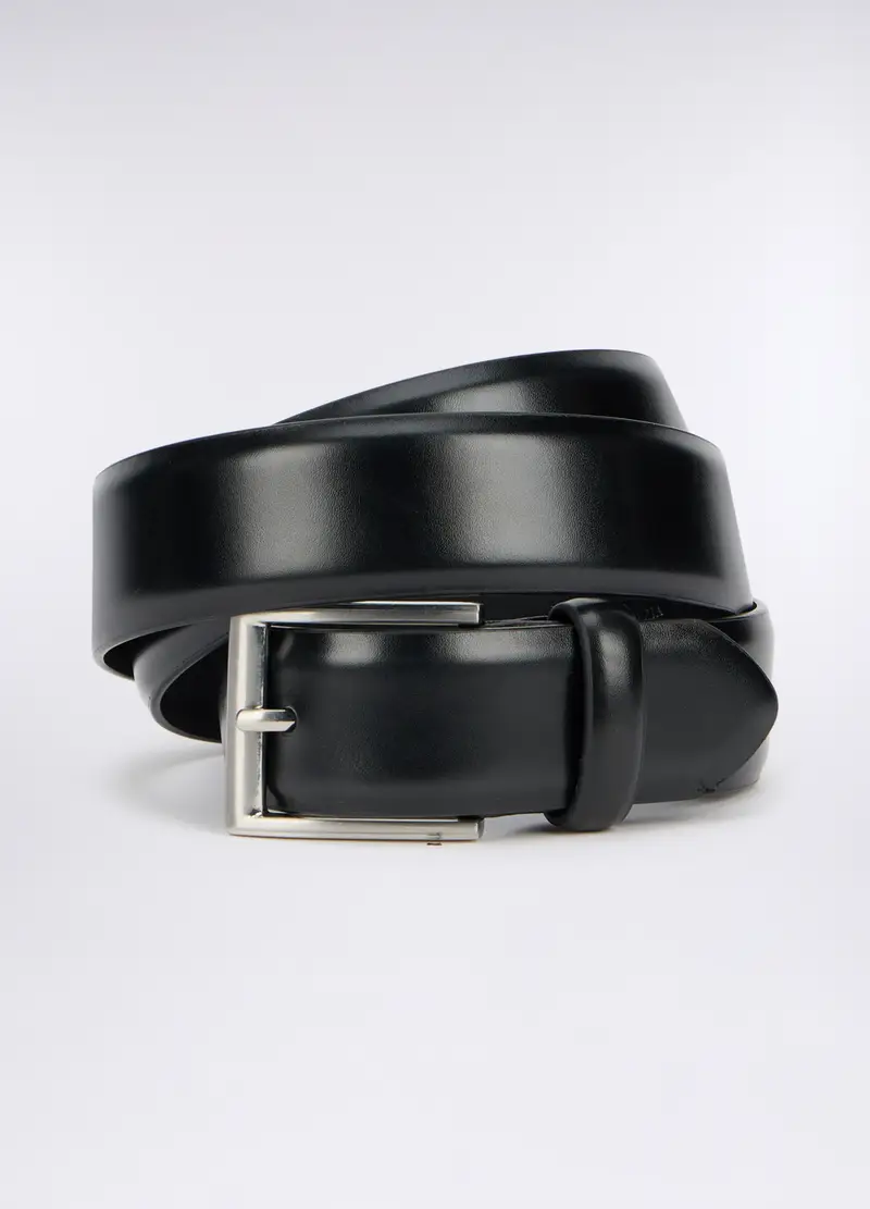 Cintura In Pelle Liscia Uomo, Nero