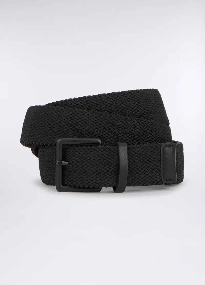 Cintura Intrecciata Reversibile Uomo, Nero/Marrone