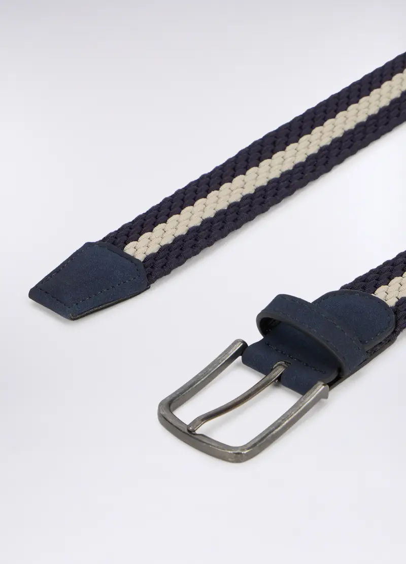 Cintura Intrecciata Uomo, Bianco/Blu miniatura 2