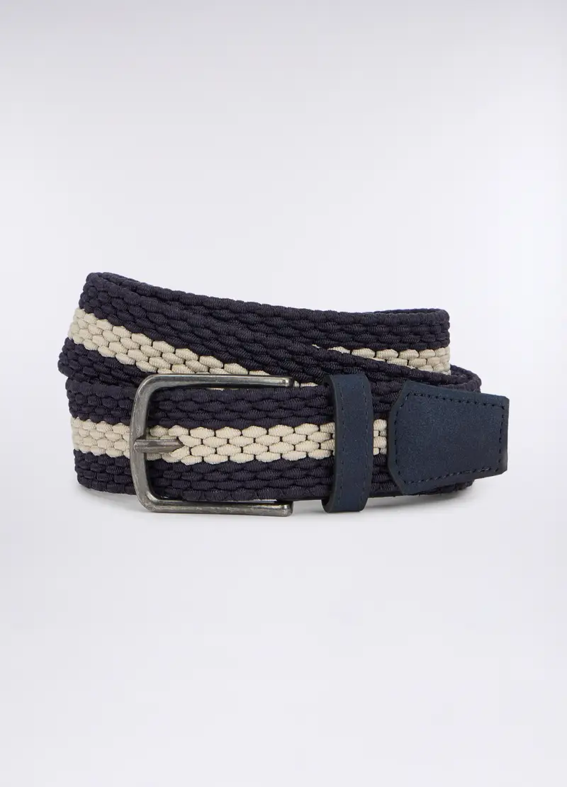 Cintura Intrecciata Uomo, Bianco/Blu