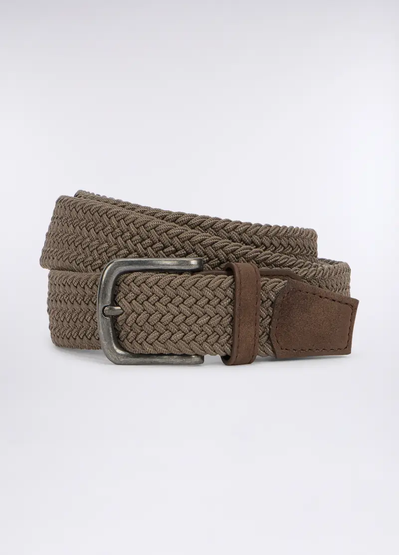 Cintura Intrecciata Uomo, Marrone khaki