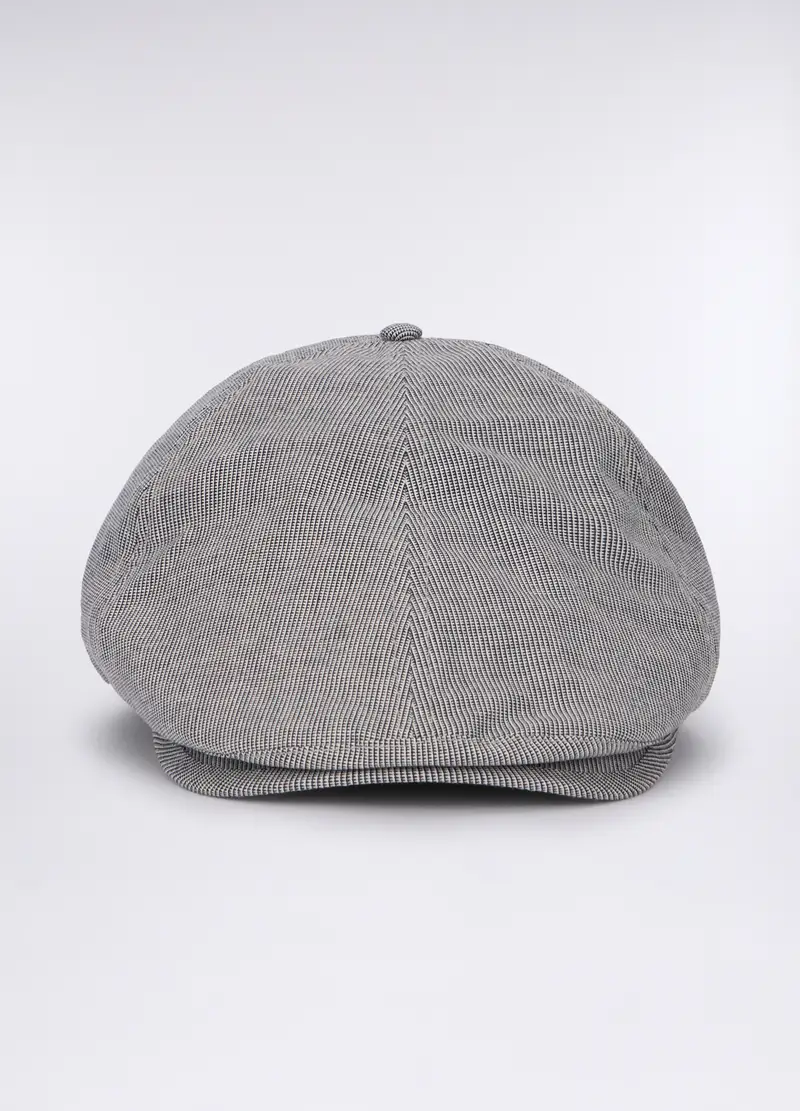 Coppola In Cotone Stretch Con Micromotivo Uomo, Bianco/Nero