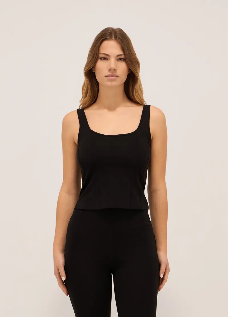 Corsetto In Cotone Stretch Donna, Nero