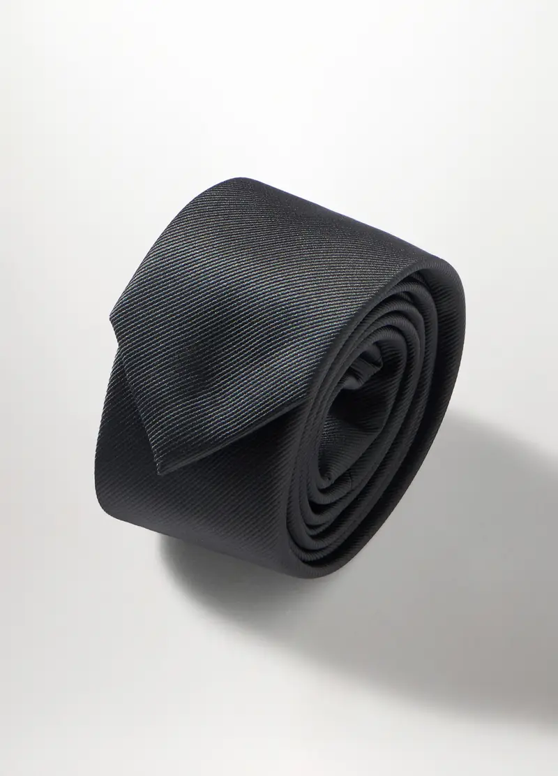 Cravatta Slim Effetto Twill Uomo, Verde antracite miniatura 2