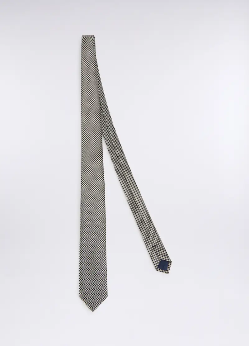 Cravatta Slim Pied-de-poule Uomo, Bianco/Nero