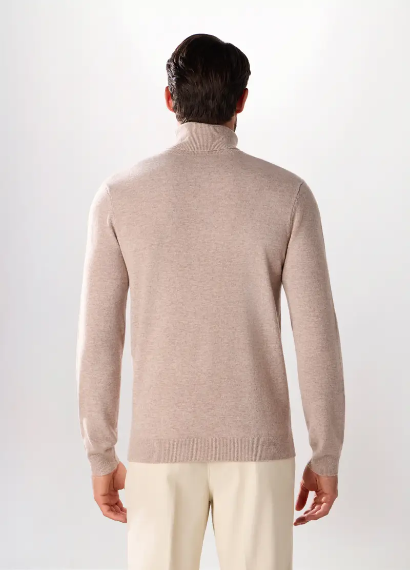 Dolcevita A Maniche Lunghe In Lambswool Uomo, Beige melange miniatura 2