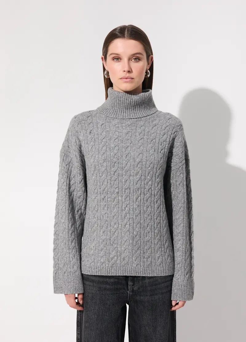 Dolcevita In Misto Lana A Trecce Donna, Unisex, Grigio melange miniatura 2