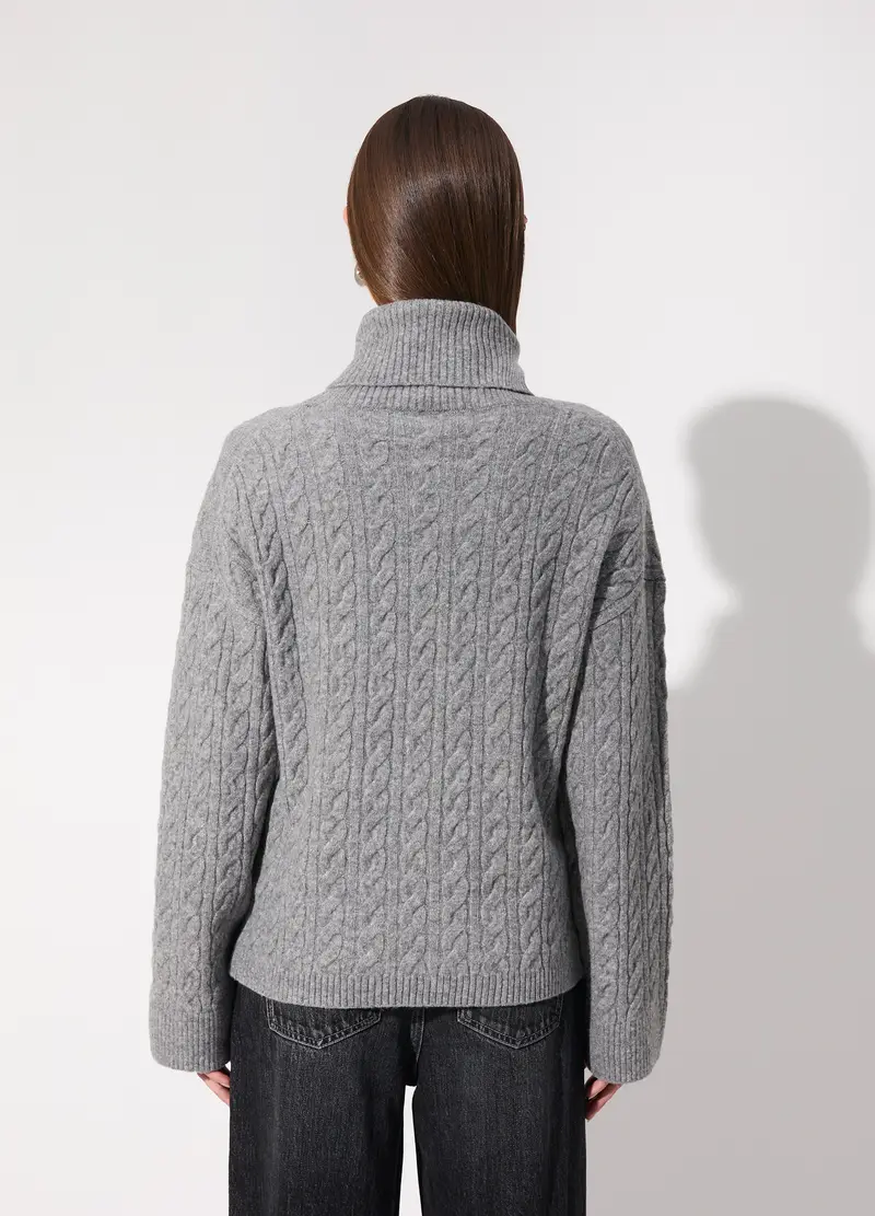 Dolcevita In Misto Lana A Trecce Donna, Unisex, Grigio melange miniatura 3