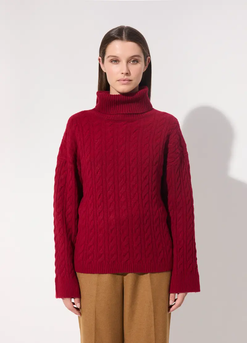 Dolcevita In Misto Lana A Trecce Donna, Unisex, Rosso miniatura 2