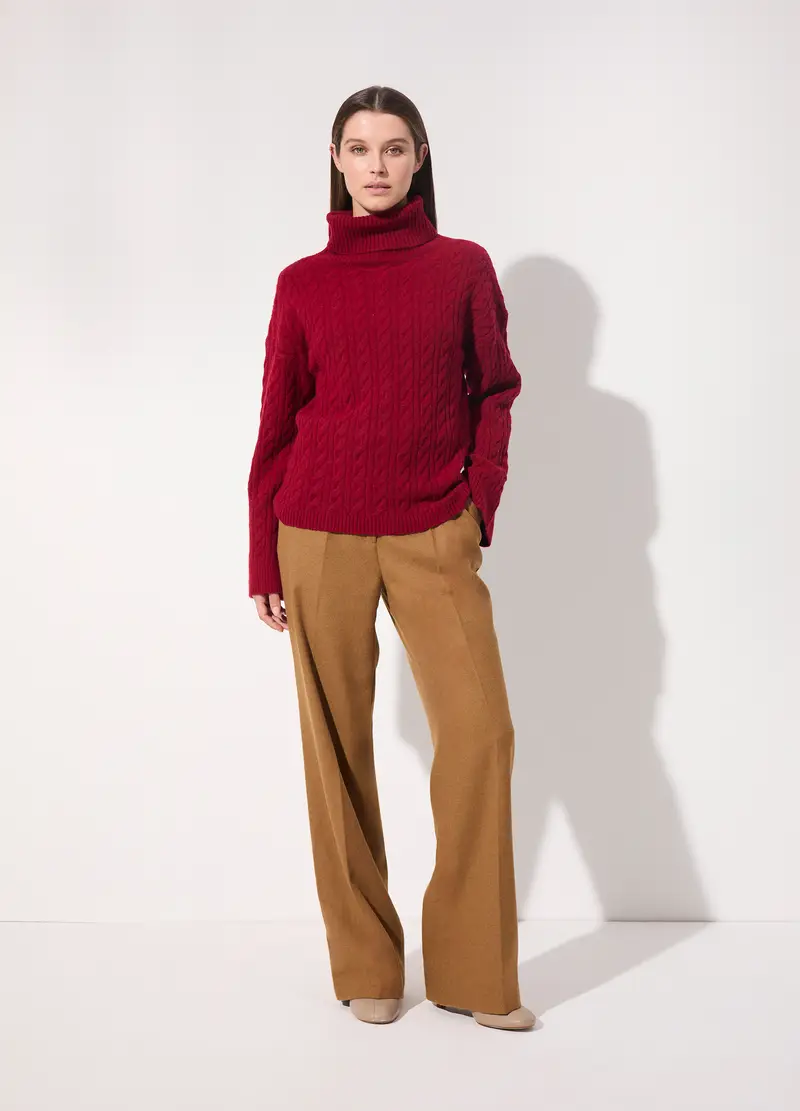 Dolcevita In Misto Lana A Trecce Donna, Unisex, Rosso