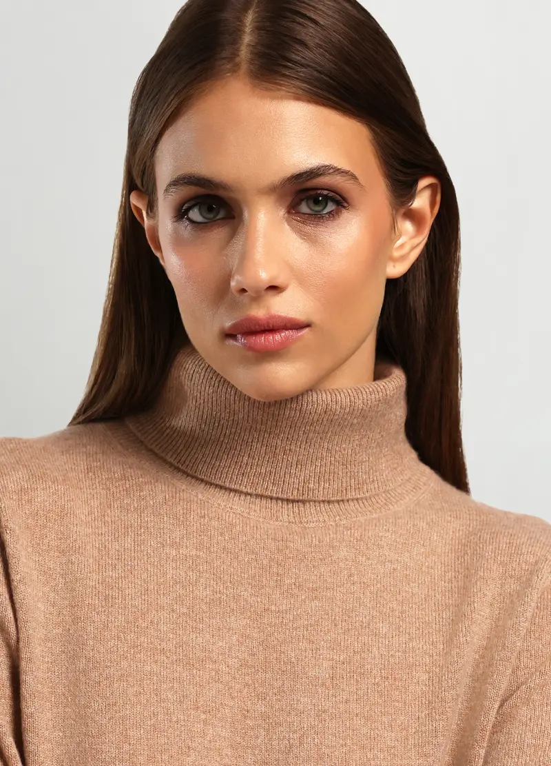 Dolcevita Tricot In Puro Cashmere Donna, Beige melange miniatura 3