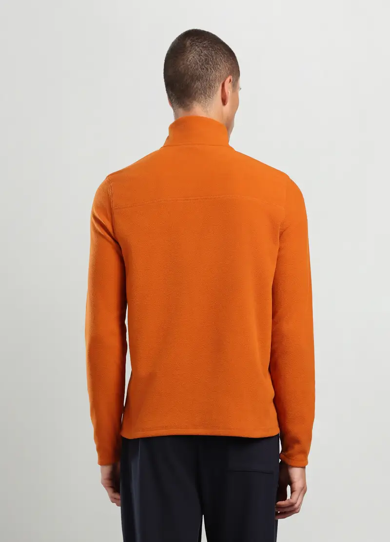 Felpa A Collo Alto Con Mezza Zip Uomo, Unisex, Arancione papaya miniatura 2