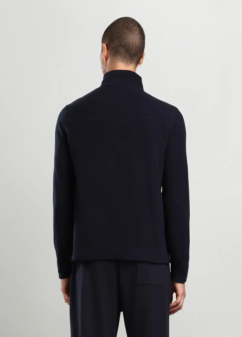 Felpa A Collo Alto Con Mezza Zip Uomo, Unisex, Blu scuro miniatura 2