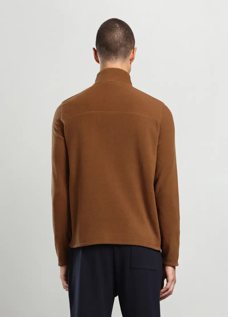 Felpa A Collo Alto Con Mezza Zip Uomo, Unisex, Marrone tabacco miniatura 2