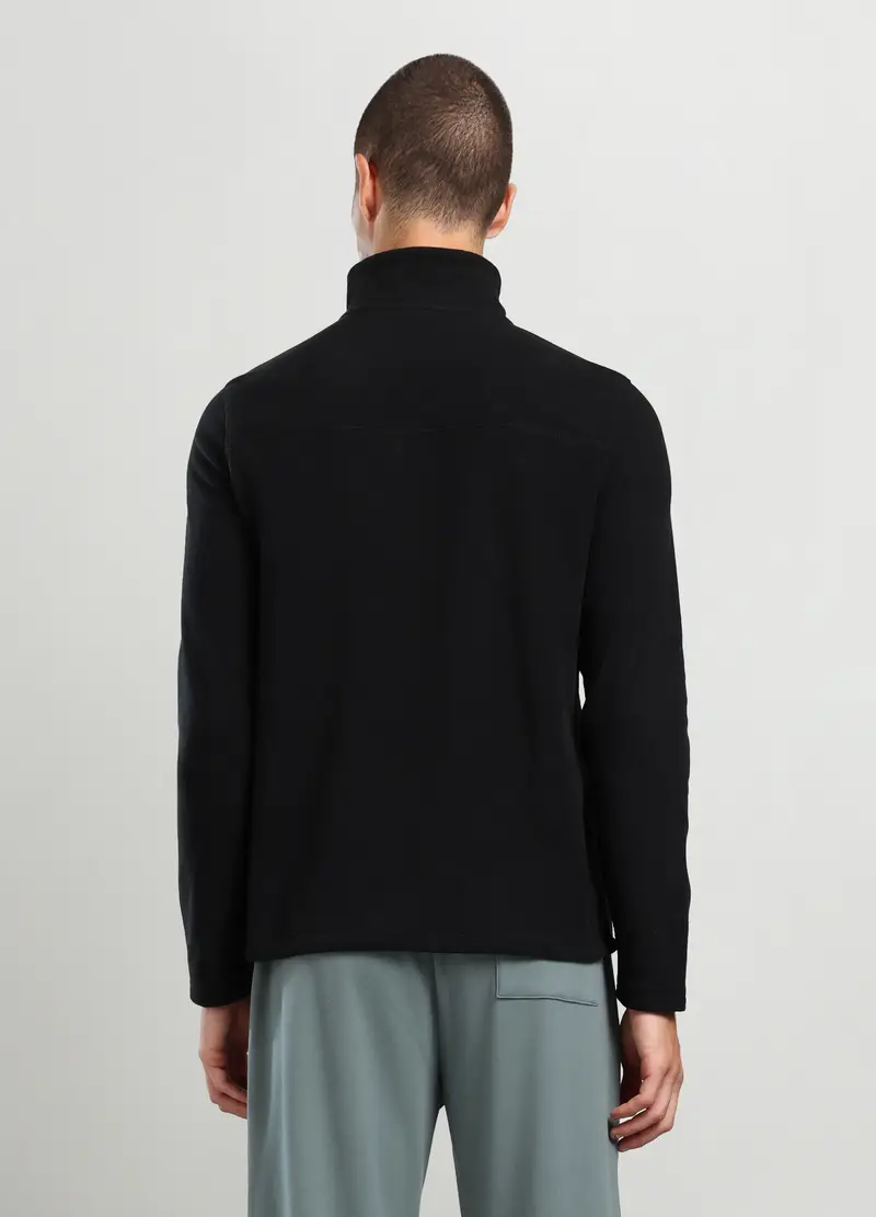 Felpa A Collo Alto Con Mezza Zip Uomo, Unisex, Nero miniatura 2