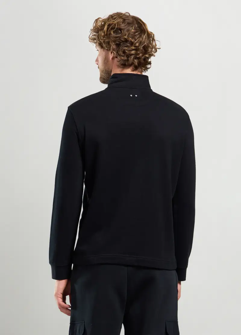 Felpa A Lupetto Con Mezza Zip Uomo, Unisex, Nero miniatura 2