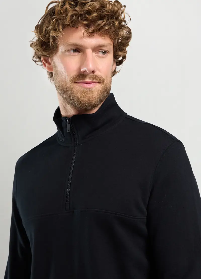 Felpa A Lupetto Con Mezza Zip Uomo, Unisex, Nero miniatura 3