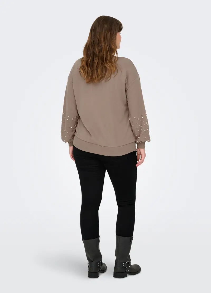 Felpa A Maniche Lunghe Regular Fit, Unisex, Beige scuro miniatura 2