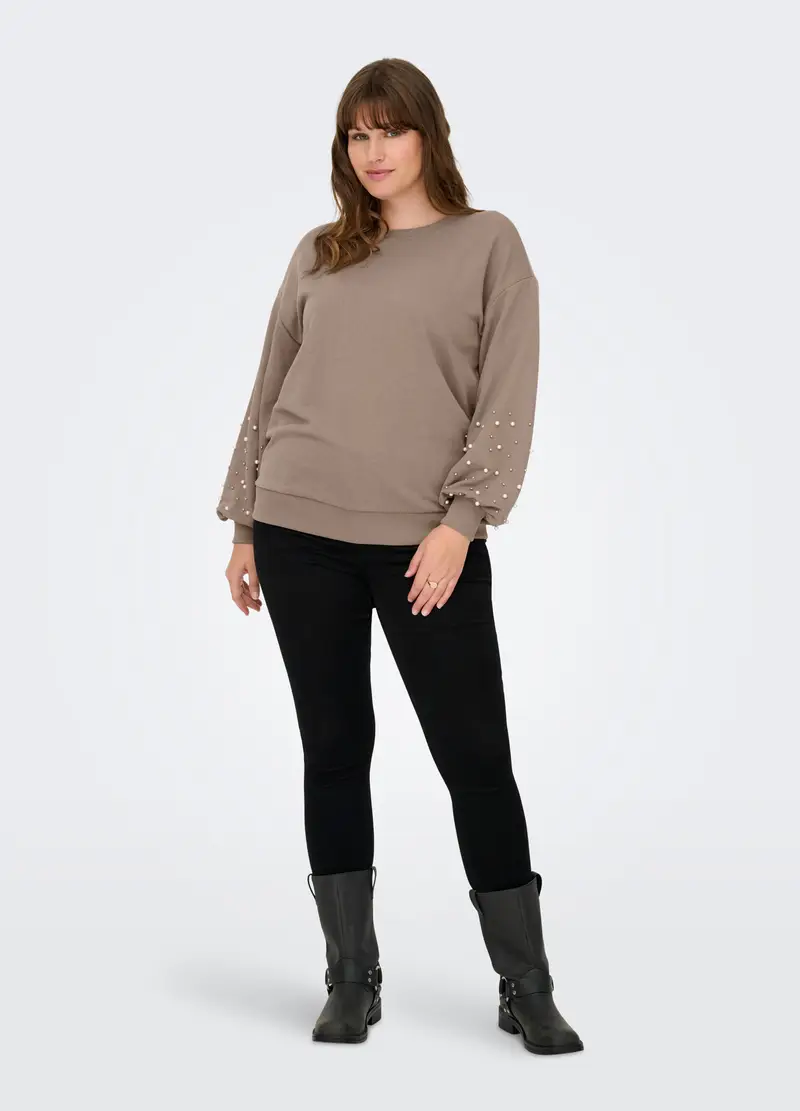 Felpa A Maniche Lunghe Regular Fit, Unisex, Beige scuro miniatura 3