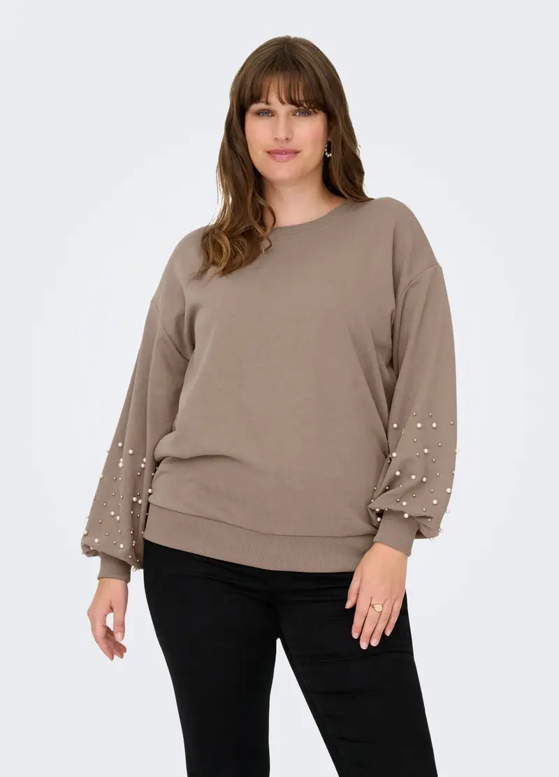 Felpa A Maniche Lunghe Regular Fit, Unisex, Beige scuro