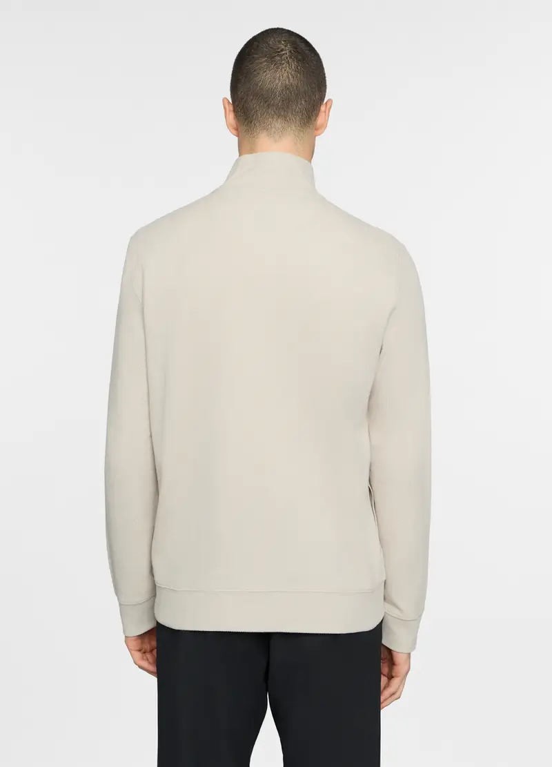 Felpa Collo Alto In Cotone Piquet Uomo, Unisex, Beige chiaro miniatura 2