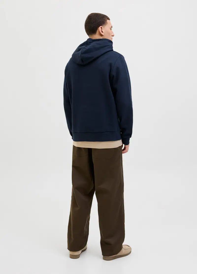 Felpa Con Cappuccio E Stampa Uomo, Unisex, Blu navy miniatura 2