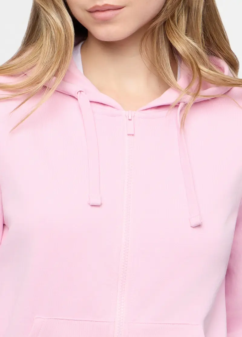 Felpa Con Cappuccio In French Terry Di Cotone Stretch Donna, Rosa chiaro miniatura 3