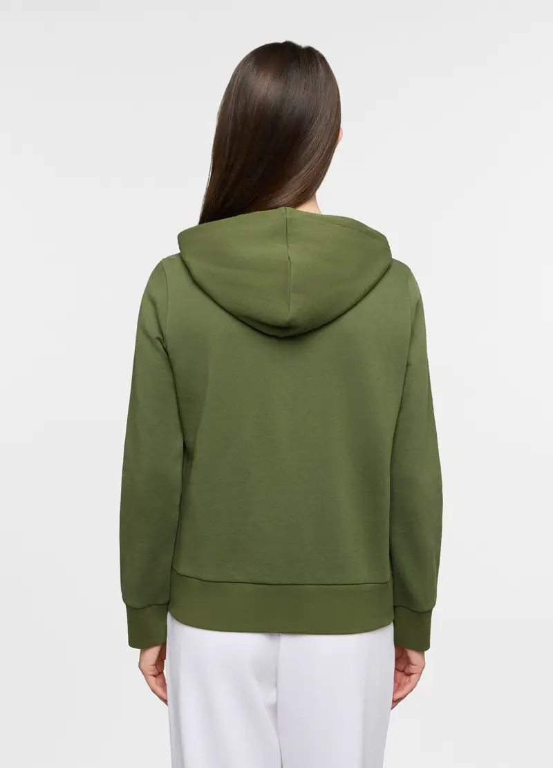 Felpa Con Cappuccio In French Terry Donna, Verde foglia miniatura 2