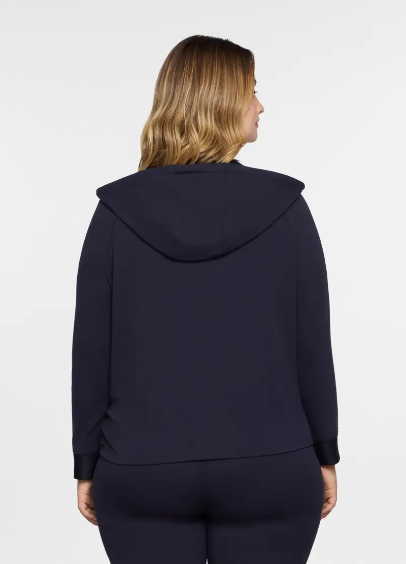 Felpa Con Cappuccio In French Terry Stretch Donna Curvy, Blu navy miniatura 2