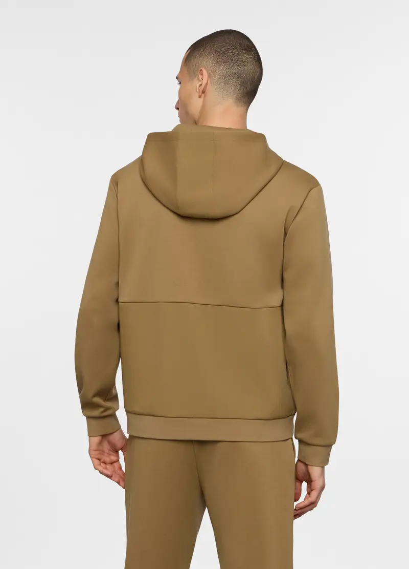 Felpa Con Cappuccio In Interlock Misto Cotone Uomo, Unisex, Marrone bronzo miniatura 2