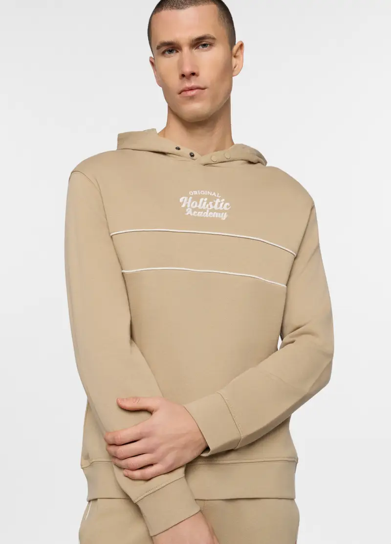 Felpa Con Cappuccio In Misto Cotone, Unisex, Beige scuro miniatura 3