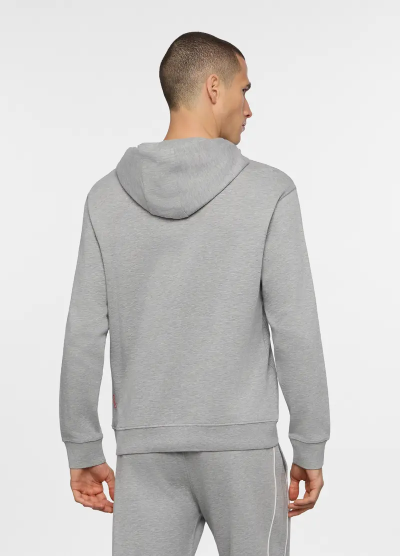 Felpa Con Cappuccio In Misto Cotone, Unisex, Grigio melange miniatura 2