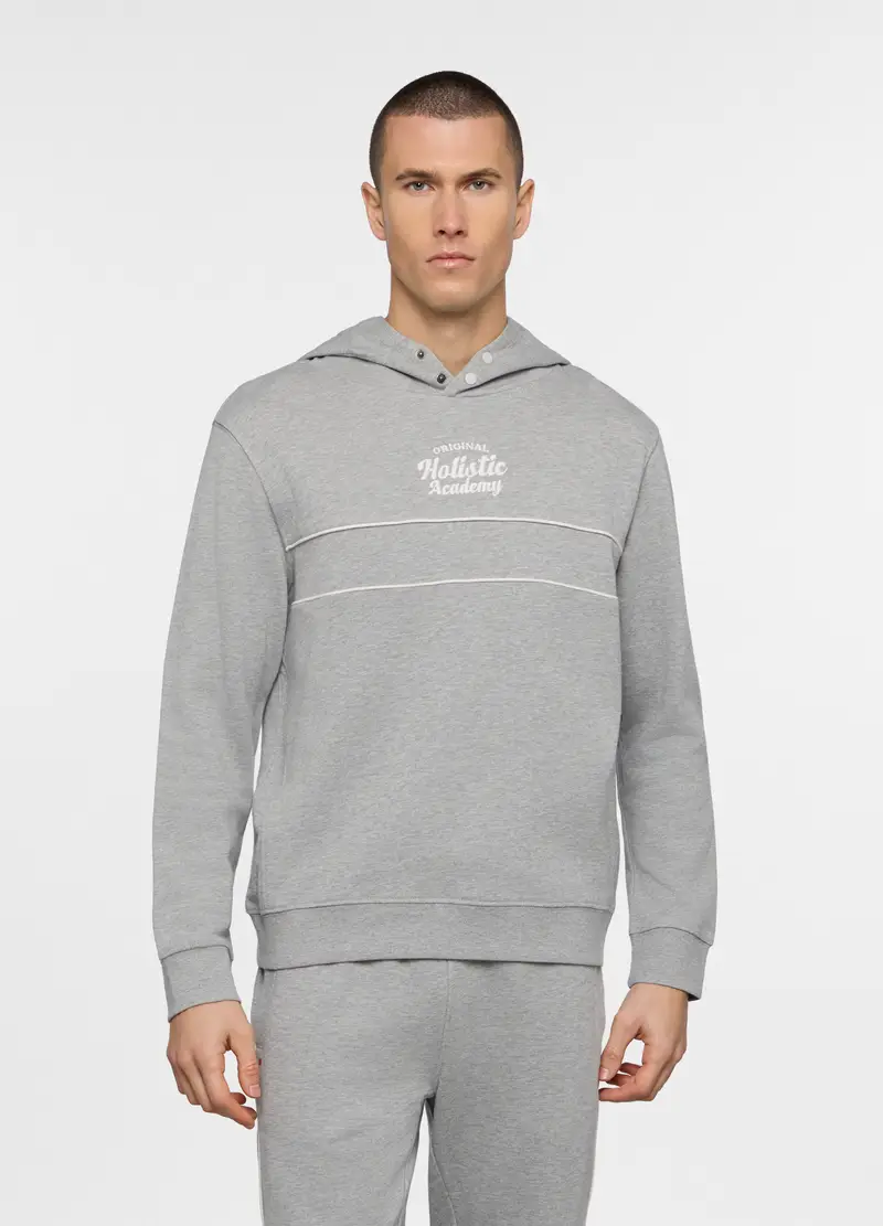 Felpa Con Cappuccio In Misto Cotone, Unisex, Grigio melange