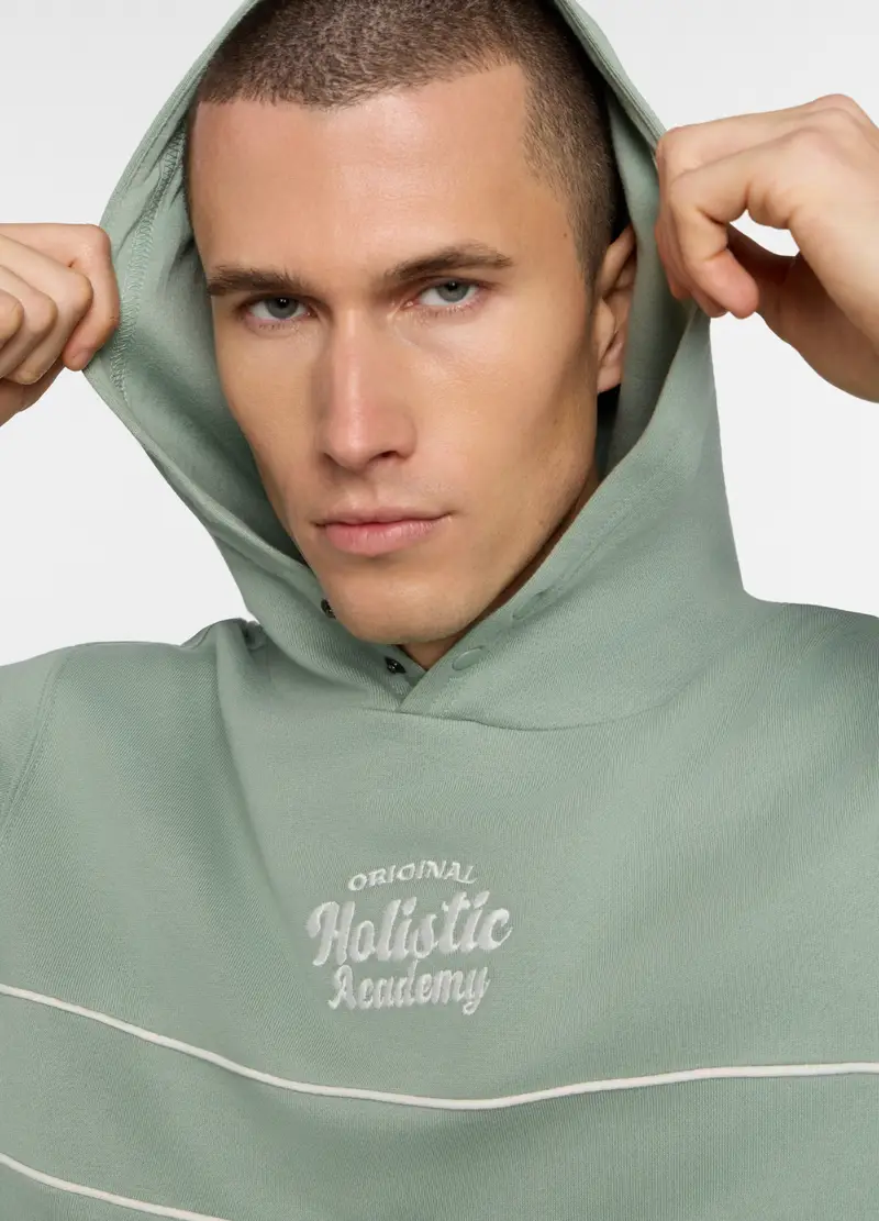 Felpa Con Cappuccio In Misto Cotone, Unisex, Verde salvia miniatura 3