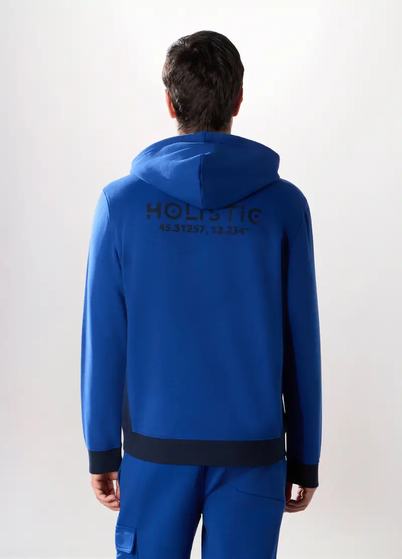 Felpa Con Cappuccio In Misto Cotone Uomo, Unisex, Blu elettrico miniatura 2