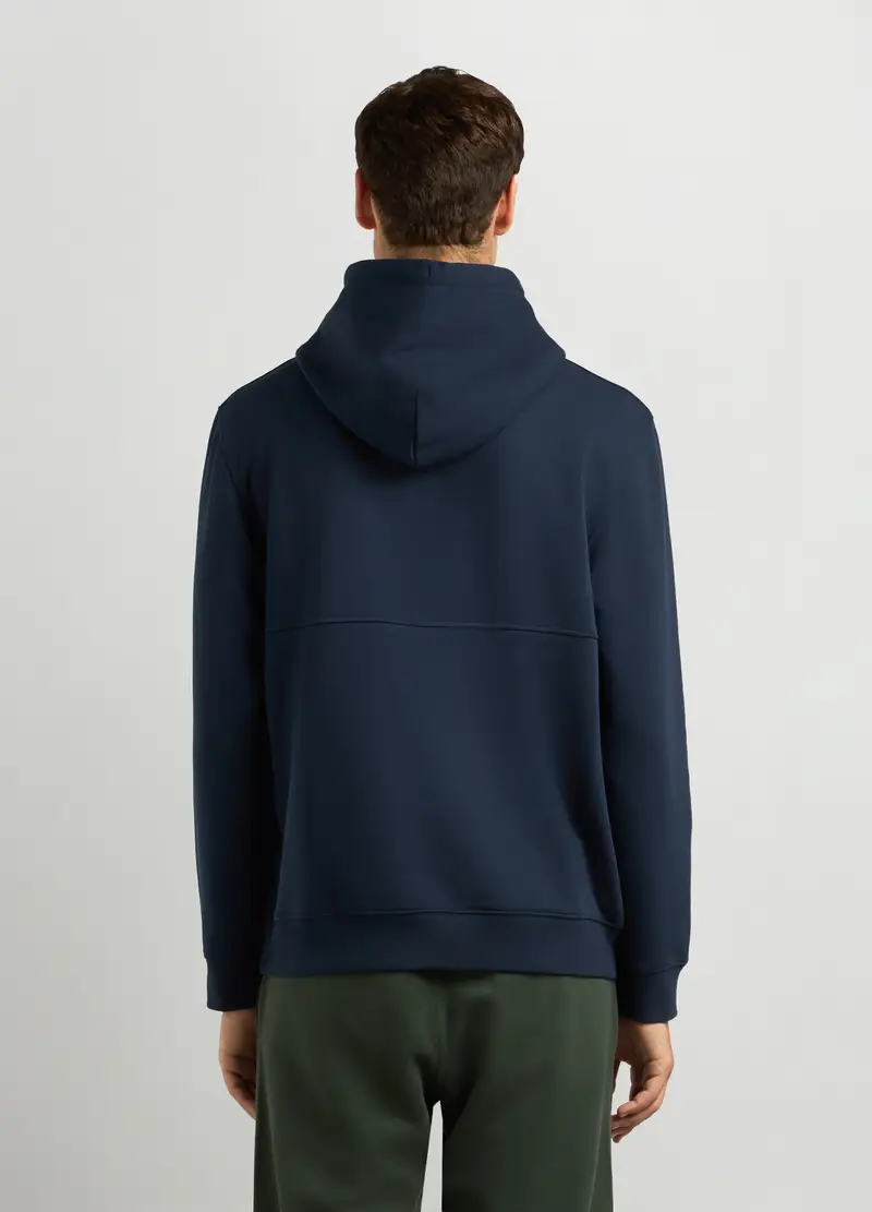 Felpa Con Cappuccio In Misto Cotone Uomo, Unisex, Blu scuro miniatura 2