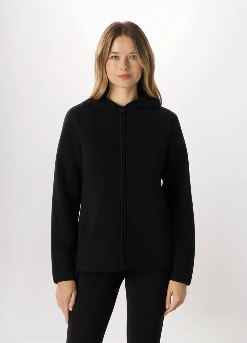 Felpa Con Cappuccio In Pile Donna Holistic Fitness, Nero