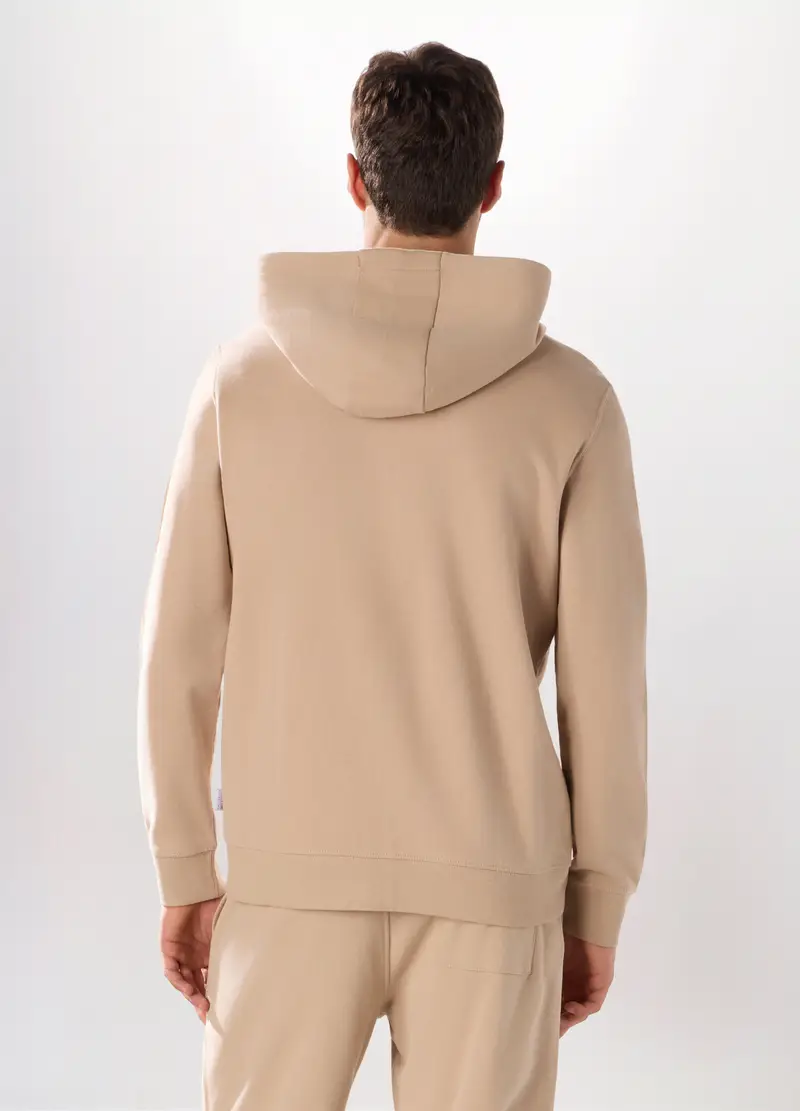 Felpa Con Cappuccio In Puro Cotone Uomo, Unisex, Beige chiaro miniatura 2