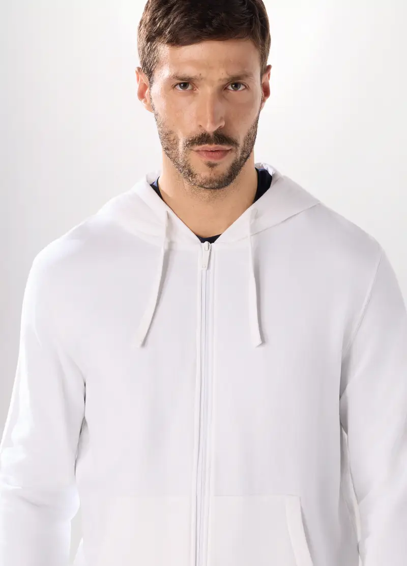 Upim, Felpa Con Cappuccio In Puro Cotone Uomo, Unisex, Bianco ottico, Taglia: S miniatura 2