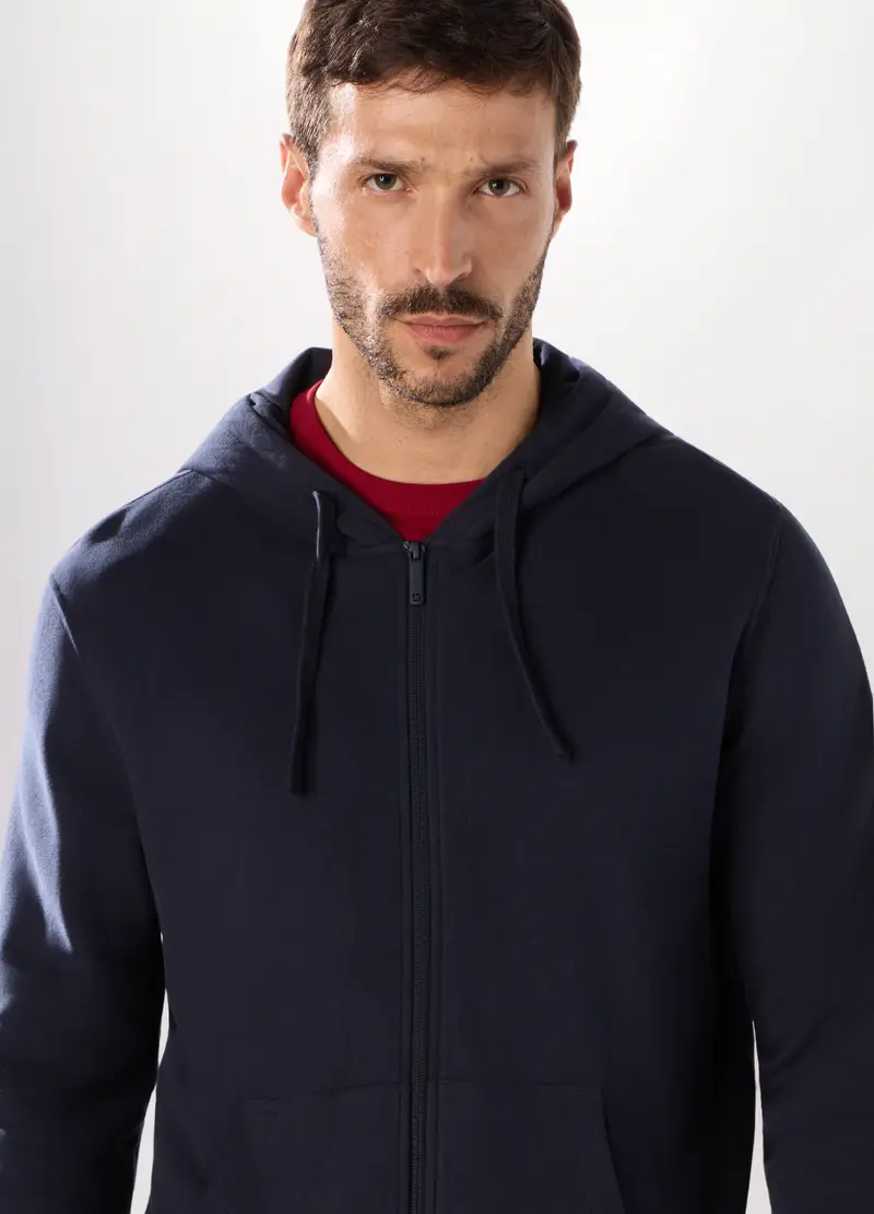 Upim, Felpa Con Cappuccio In Puro Cotone Uomo, Unisex, Blu navy, Taglia: S miniatura 2